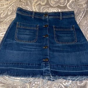 Zara women’s destroyed denim collection premium button up skirt